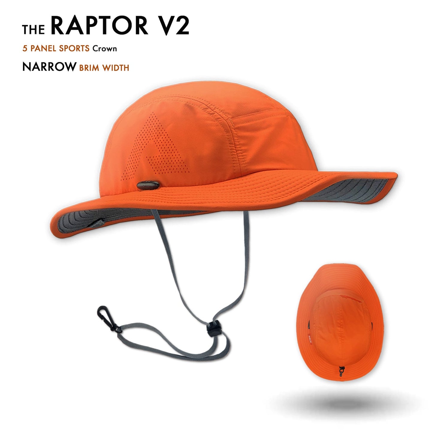 The Shelta Raptor V2 Five Panel Sport Crown . Narrow Brim Width