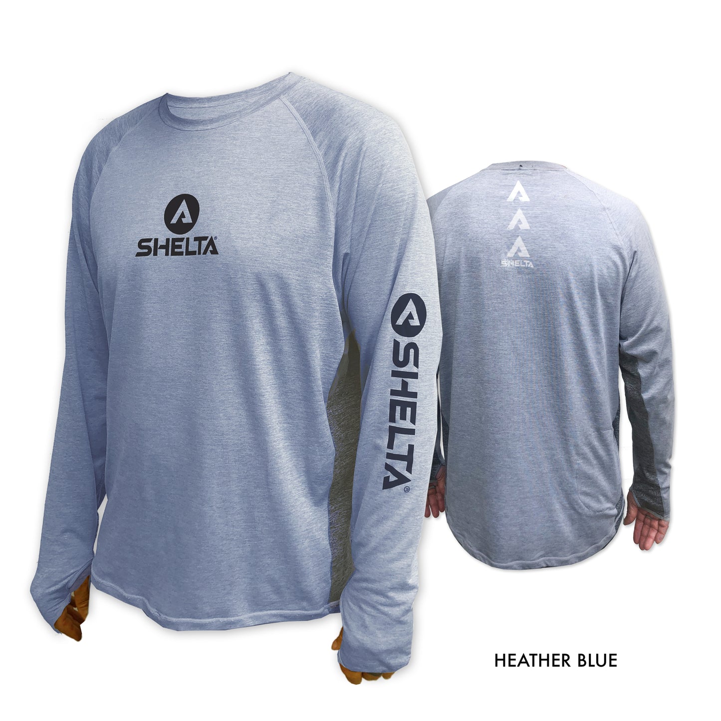 The Aquaterra Crew neck in Heather Blue is engineered & built with sun protection, function, and durability in mind.  Truly amphibious these technical tops work as well in the water as on land.  Offering features consistent with Shelta core values and innovation goals.   UPF 50+ UV protection, the highest rating given.  Blocks 98% of UVA/UVB radiation.
