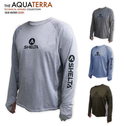 The Aquaterra Crew neck is engineered & built with sun protection, function, and durability in mind. Truly amphibious these technical tops work as well in the water as on land. Offering features consistent with Shelta core values and innovation goals. UPF 50+ UV protection, the highest rating given. Blocks 98% of UVA/UVB radiation.