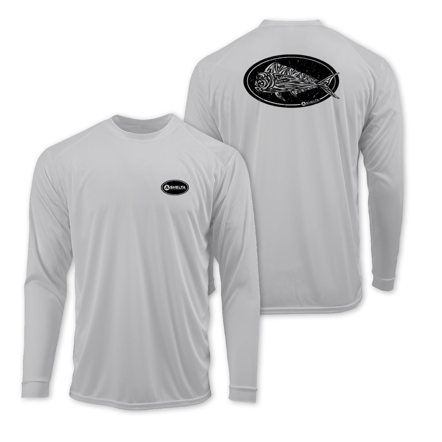 Shelta Long Sleeve Dorado Logo Sun Shirt in Aluminum Grey