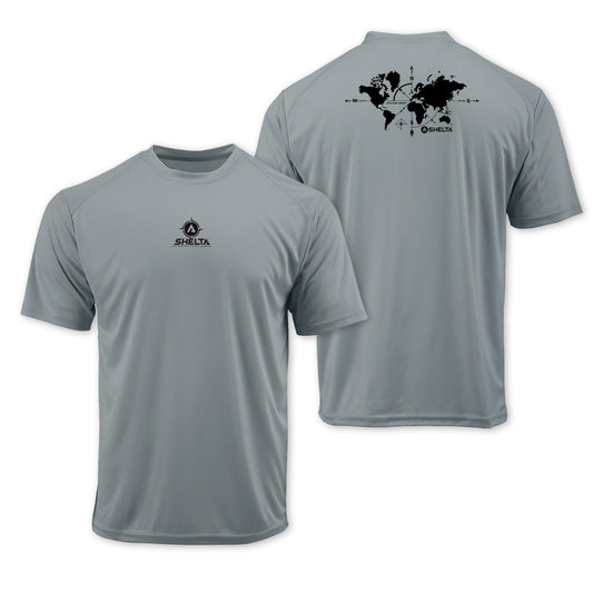 Shelta Short Sleeve Sun Shirt Explore Logo in Steel Grey