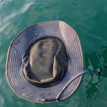 Image of bottom of Sun Hat floating on water