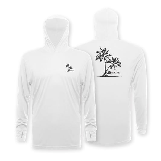 L/S Travelr Hoodie--Palm logo in White