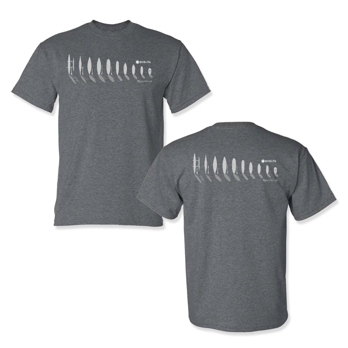 Shadow Craft in Heather Grey. This heavy-duty 50/50 T-Shirt is made to work for you. This fabric is specifically designed to wick moisture away from the body, helping to keep you dry and cool. Soft, preshrunk cotton is blended with durable, colorfast polyester for optimal quality